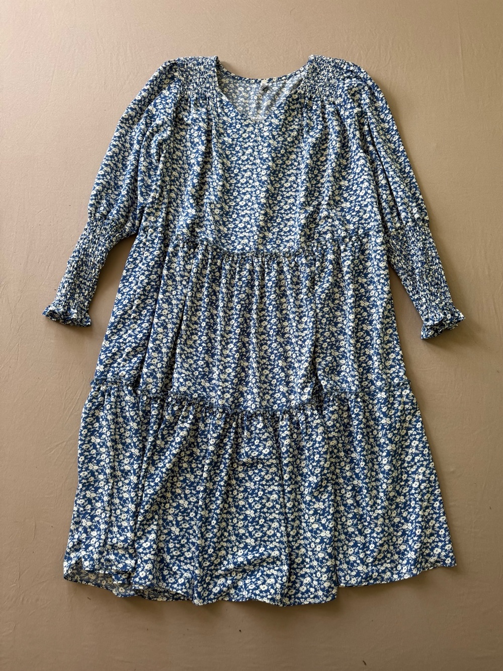 Prato Ditsy Floral Tiered Midi Peasant Dress